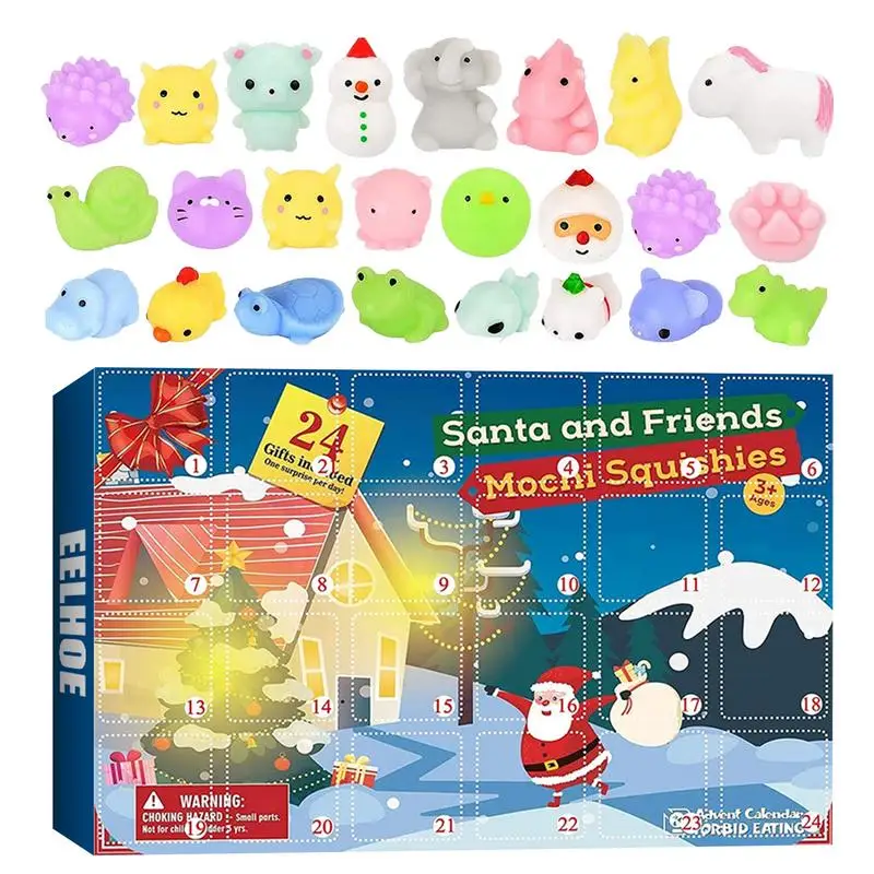 thumbnail image 1 of Calendario de Adviento de Navidad, caja de juguetes, regalo misterioso, cuenta regresiva de 24 días, animal de goma para aliviar el estrés, regalo de Navidad y Año Nuevo para niños, 1 of 4
