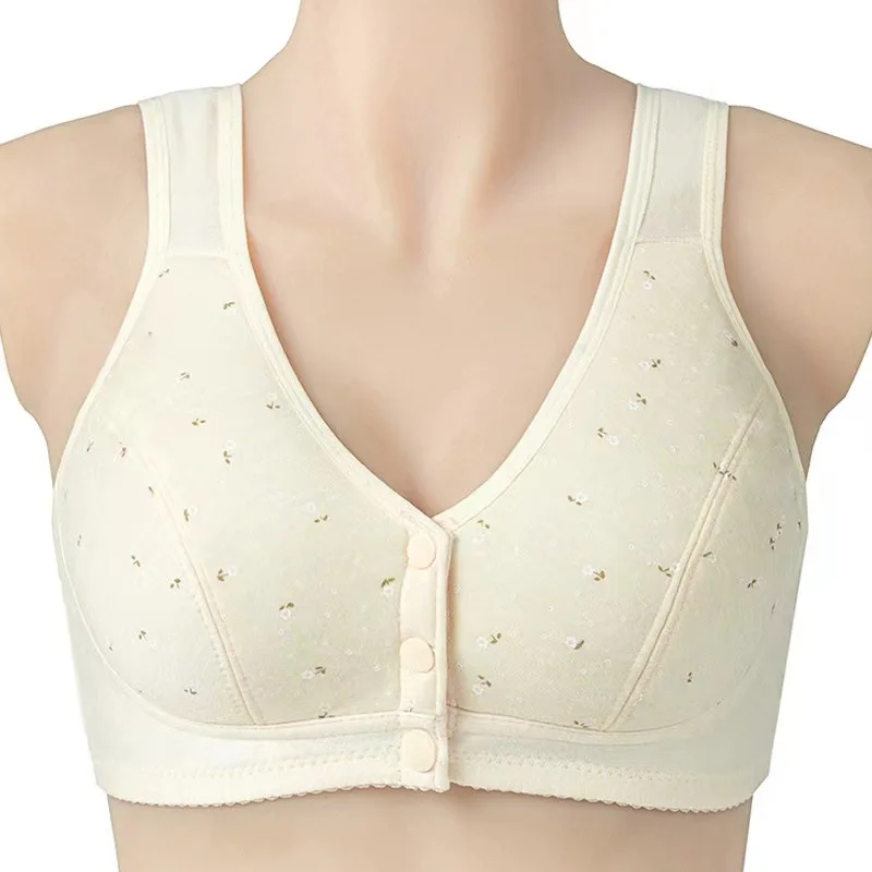 Nursing Bra Soft Cotton Without Steel Ring Maternity Middle-Aged And Elderly Front Button Bra Vest Type Front Button Bra 3
