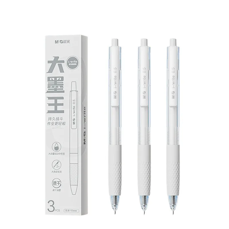 M&G 3pcs Gel Pen Black Quick-drying Ink Push-action Gel Ink Pen ST Nib Large Capacity for Students Office Writing 6