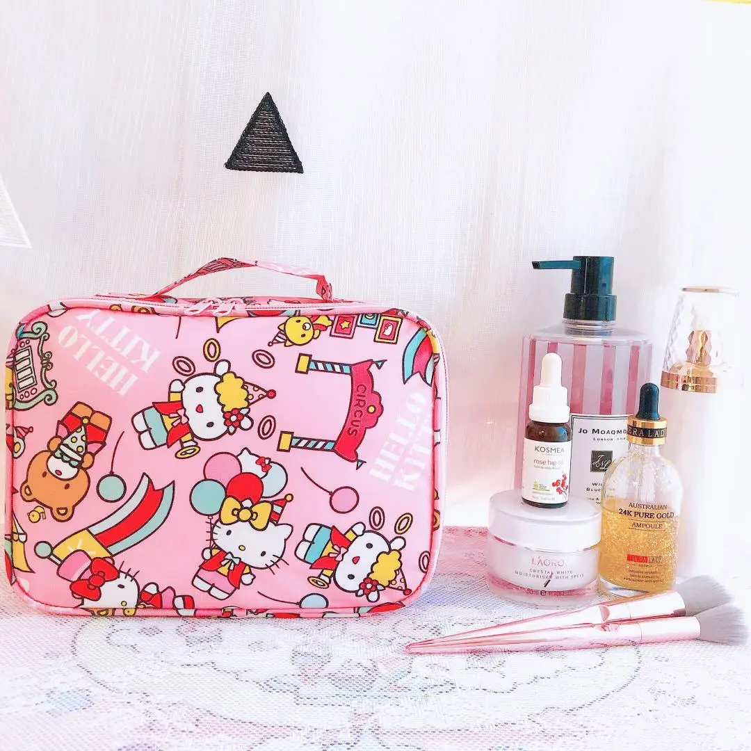 

New Sanrio Kawaii Cartoon Hello Kitty Kuromi My Melody Travel Toiletry Fashion Storage Handbag Waterproof Cosmetic Bag Girl Gift