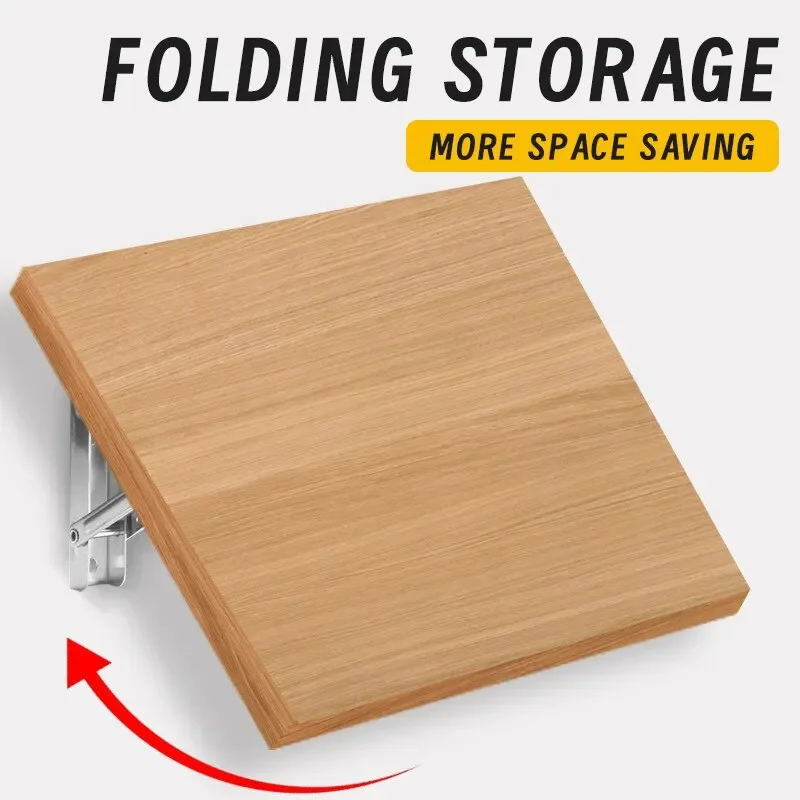 Folding Shelf Bracket 8inch 2pcs Heavy Duty Folding Shelf Brackets Triangle Straight Billy Bracket Wall Mounted Bench Table with Screws