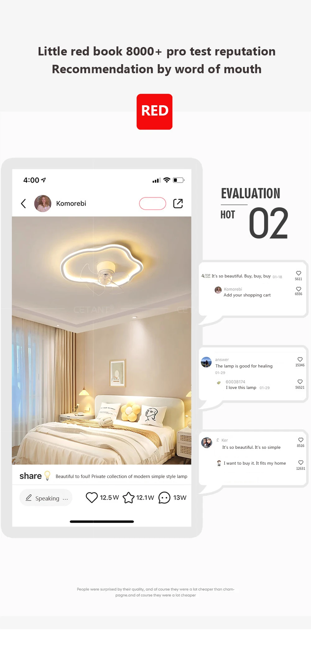 Description Picture 5 of itemModern LED Fan Ceiling Light 360 Degree Swing Head Mute Fan Lamp For Study Bedrooms Living Rooms children's room Home Decoration