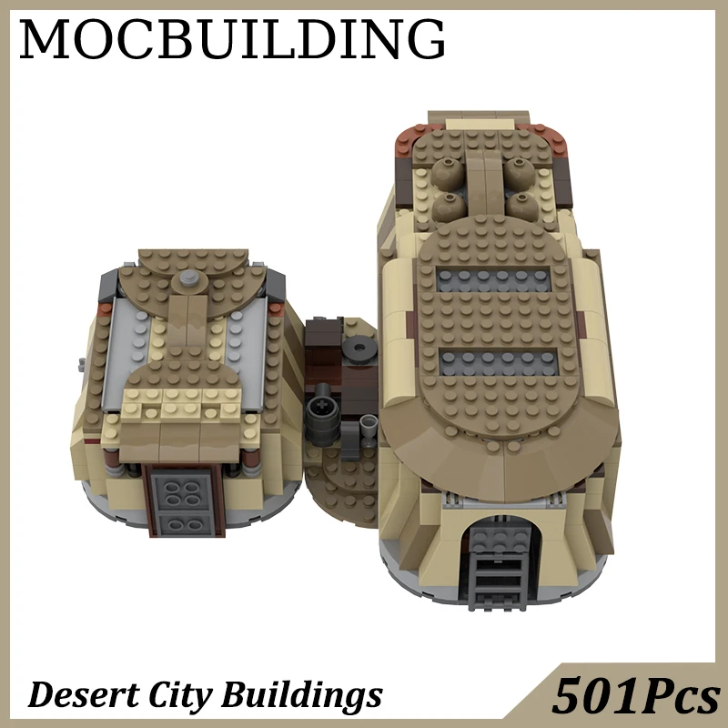 子供のためのmoc-ビルディングブロックセット砂漠の建物のおもちゃビデオゲームのシーンdiy誕生日プレゼントのコレクション