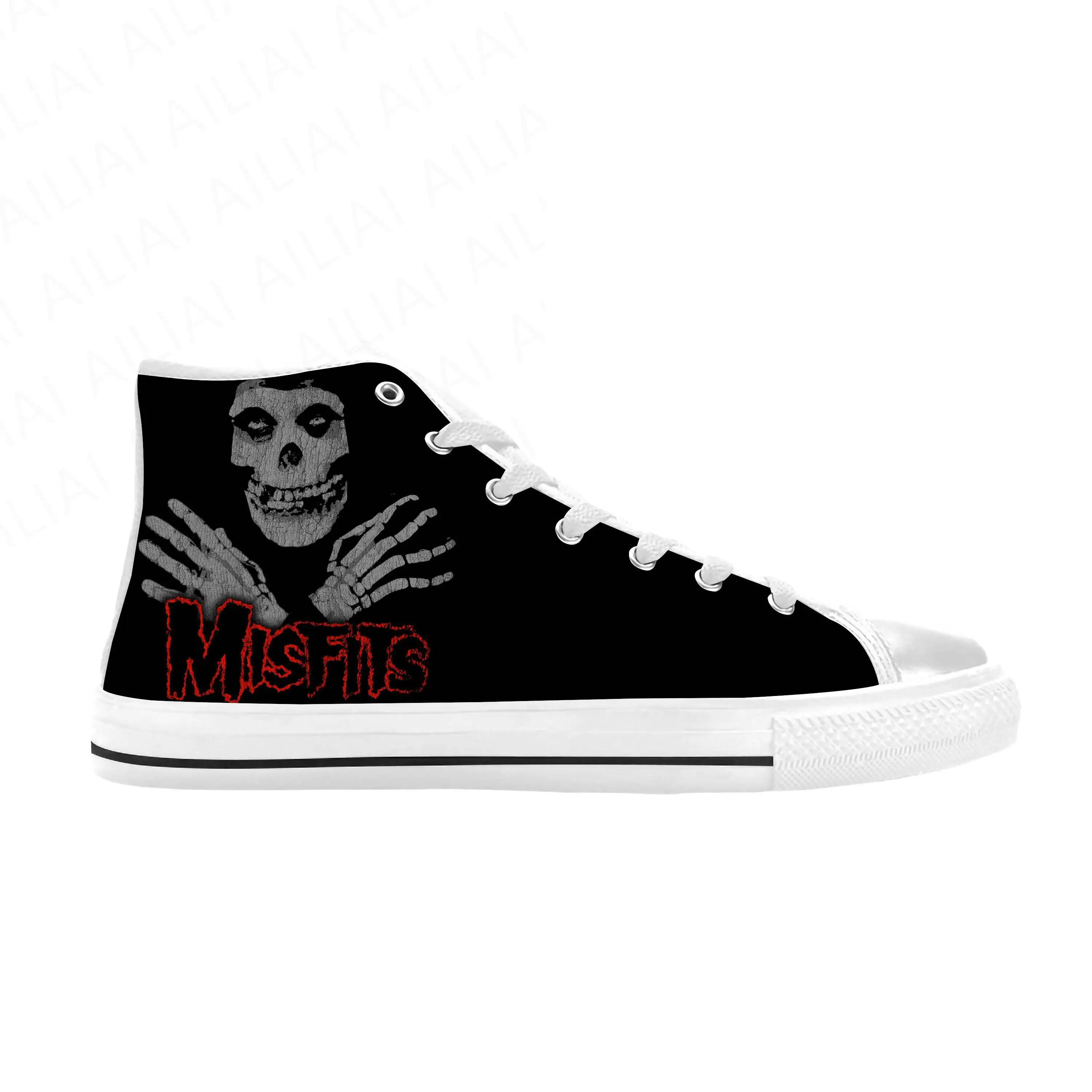 

Hot Misfits Skull Skeleton Horror Rock Band Music Casual Cloth Shoes High Top Comfortable Breathable 3D Print Men Women Sneakers