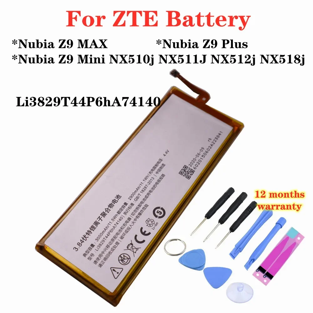 

Высококачественный аккумулятор Li3829T44P6HA74140 для телефона ZTE Nubia Z9 MAX / Z9 Plus / Z9 Mini NX510j NX511J NX512j NX518j 3000 мАч