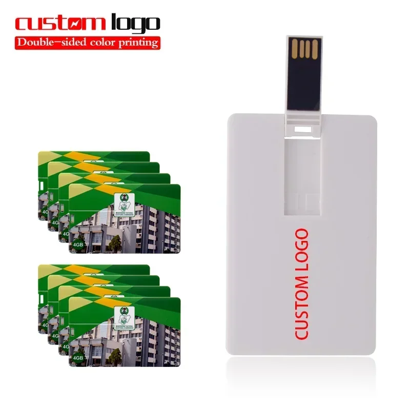20 개/몫 신용 카드 USB 플래시 드라이브 2.0 Pendrive 64GB 32GB 16GB 8GB 4GB 메모리 스틱 펜 드라이브 Usb 사용자 정의 로고 비즈니스 선물