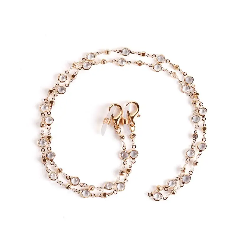 Glasses Chain Bohemian Crystal Glasses Chain Women Heart Pearl Beaded Mask Hanging Rope Eyeglass Accessories Mask Chain Sunglasses Rope
