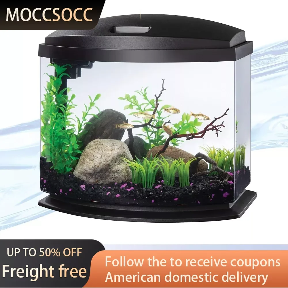 

Sea Water Aquarium Glass 5 Gallon Freight Free Fishbowl Supplies LED Small Aquarium Fish Tank Kit With SmartClean Technology Pet