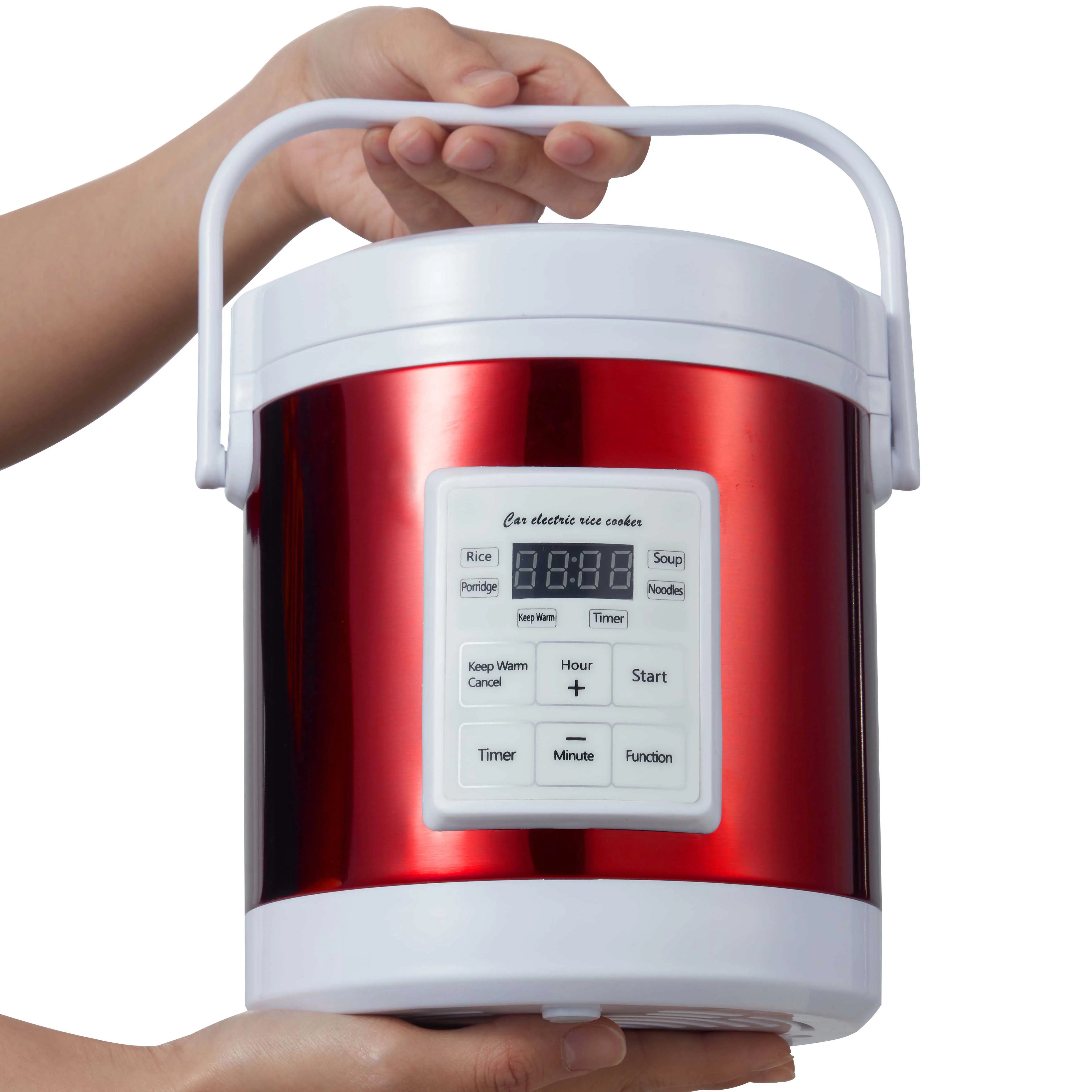 Arier Mini rice cooker 12-24V 220V Multifunction Electric steamer home Appliance portable for camping Red English Menu 3