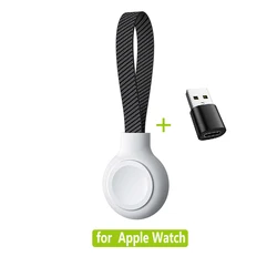 Bonola Braided Lanyard Magnetic Wireless Watch Charger with Buckle (White add Adapter)