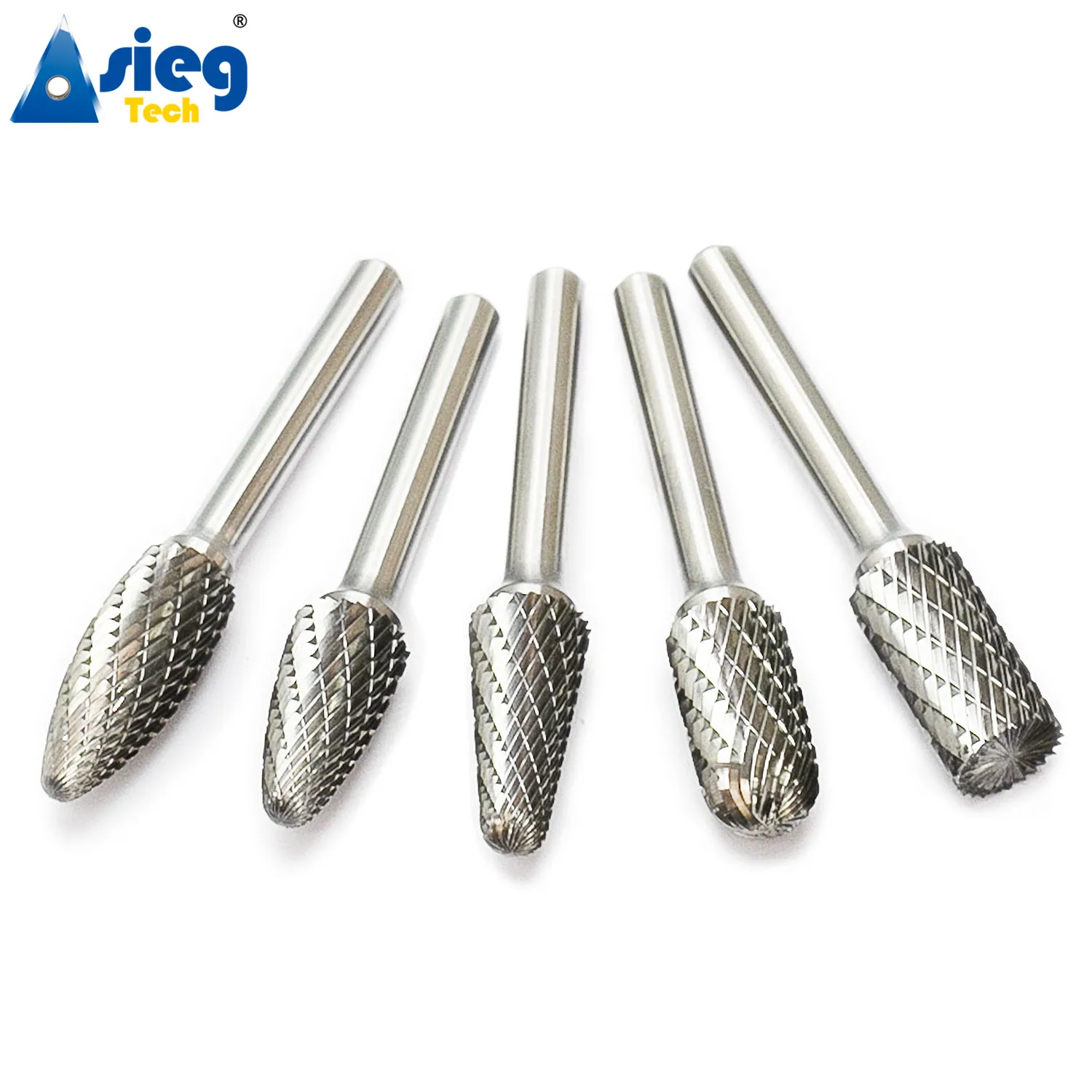 5pcs Carbide Burr Set Die Grinder Bits Rotary Files 1/4" 6.35mm Shank for Grinding Wood Metal Fits Dremel Reamer Tools 3