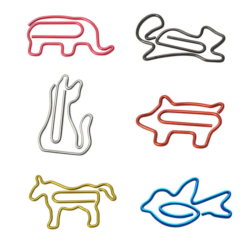 Animal Shape Paper Clip para Livro, Kawaii Bookmark, Acessórios de papelaria, Presentes do professor, Material de escritório, 10pcs por lote