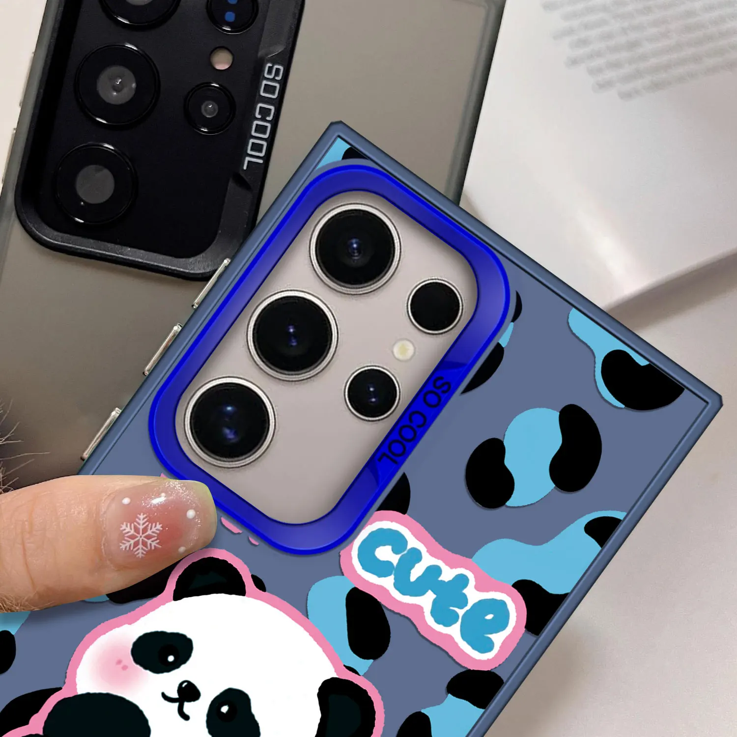 Matte TPU Phone Case with Marble Smiling Face Design - Hard Back Cover