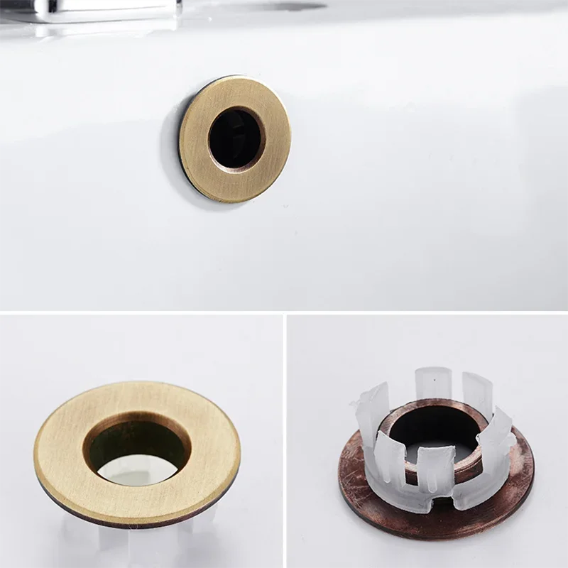 Rubinetto del lavandino del bagno coperchio del trabocco del lavandino inserto per anello a sei piedi in ottone coperchio del foro di ricambio coperchio cromato accessori per il bagno