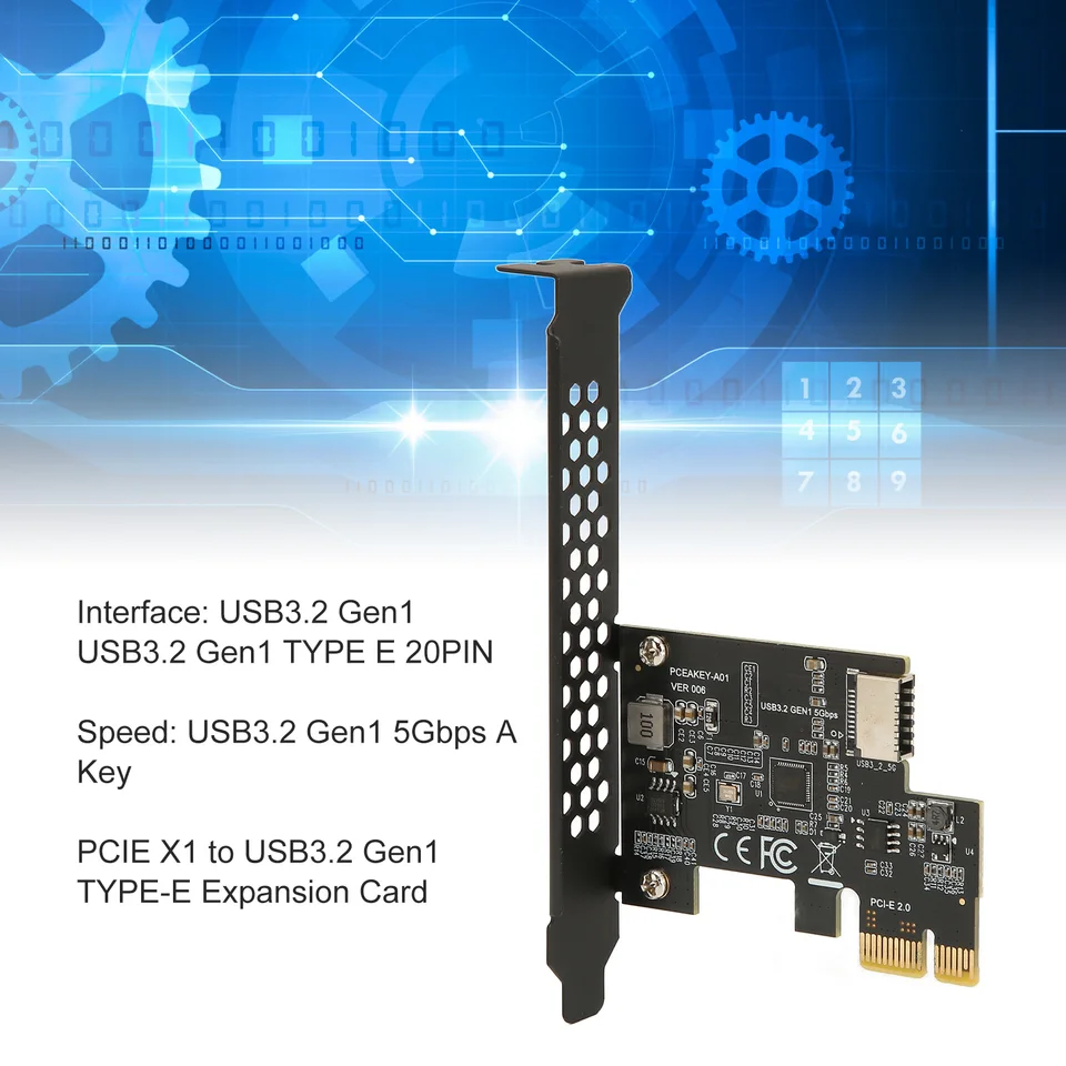 USB3.2 GEN1 Expansion Card Black Riser Card High Speed Multi Interface PCIE To USB 3.2 Expansion Card for Desktop Front Type C