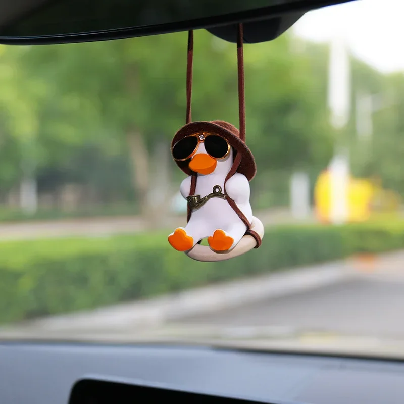 Cute Anime Duck Pendant Auto Rearview Mirror Ornament