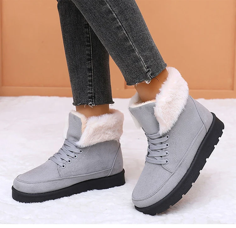 Women's Winter Snow Boots With Fur Lining And Low Heels_voghion.com