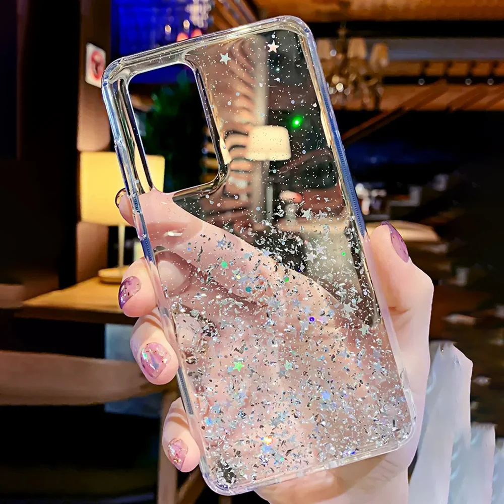 Luxury Glitter Sequins Phone Case For Samsung S23 S22 S21 Ultra Plus S20 FE A54 A34 A14 A24 A53 A52 A23 A13 5G Soft Clear Cover- S80d2e391b0a54f7cb638c68ea897ca9bc