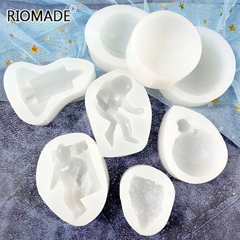 Space Rocket Silicone Fondant Molds, Astronaut Spaceship Chocolate Molds For Baby Birthday Cake Decoration Cupcake Toppers Sugar And Strawberry Candy Cover