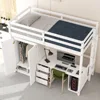 4-in-1 Full Size Loft Bed with 2 Large Drawers Wardrobe, Desk and Storage Drawers,Modern Style Daybed,Children Bed Boys Bed Gray 5