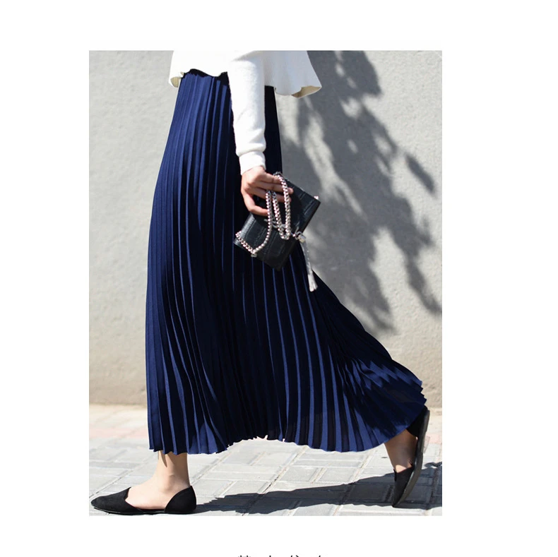 white pleated skirt TINT ERA High Waist Skirt Spring Autumn New Temperament Thin Chiffon Hand-pressed Crepe Pleated Large Swing A-line Skirts Women crop top and skirt