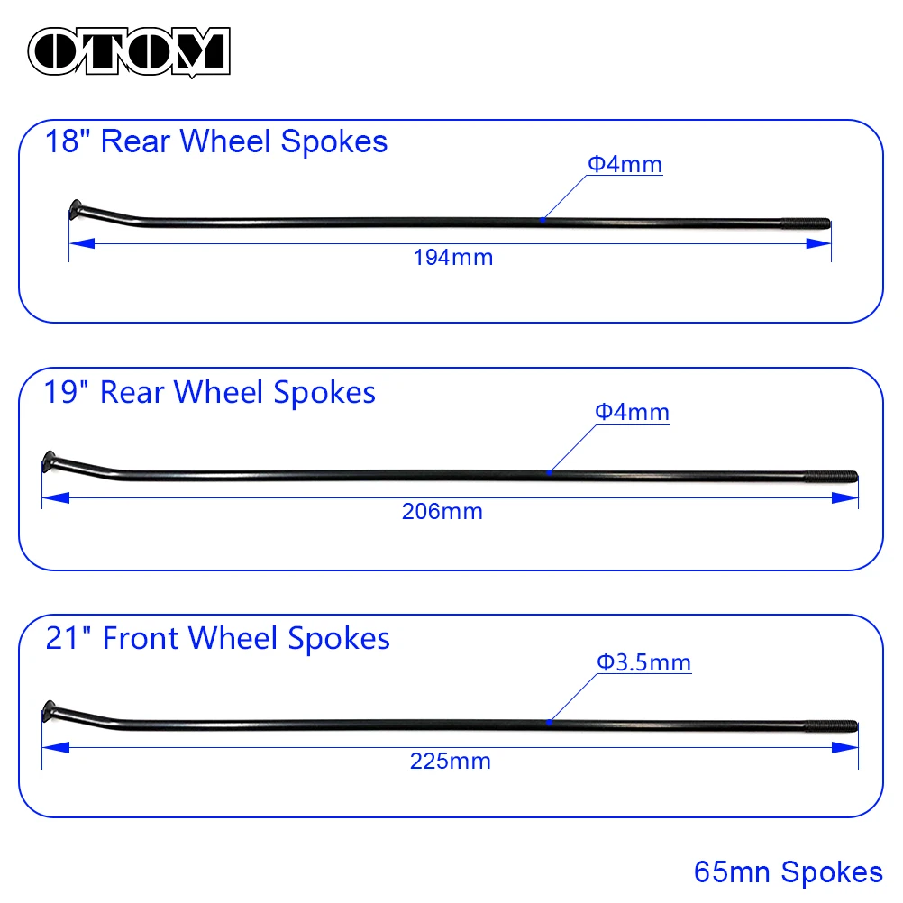 OTOM Motorcycle 21" Front 18" 19" Rear Spokes Black Electrophoresis Treatment Wheel Rim For KTM SXF125 EXCF530 XCFW TX FE FX FC dirt bike rim parts,motorcycle spokes