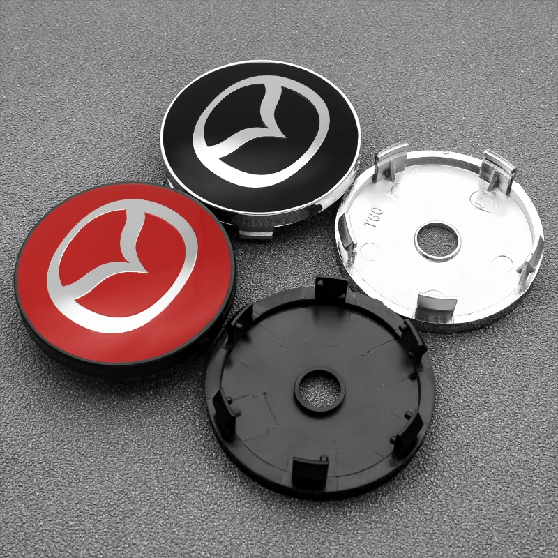 4pcs 56+60mm Car Wheel Center Hub Caps Stickers Auto Emblem Rim Cover