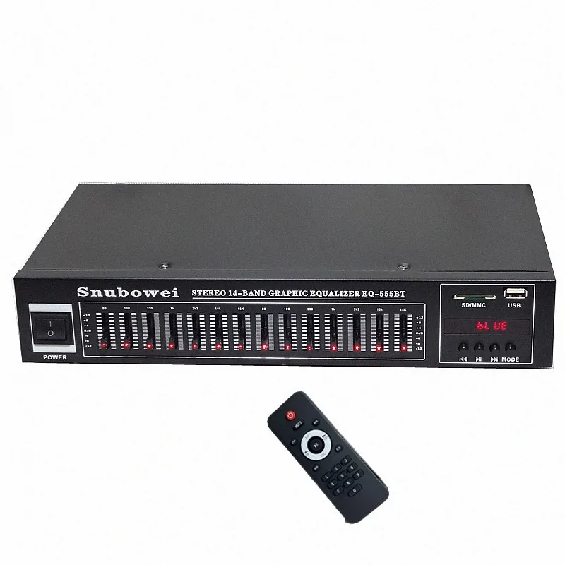EQ555BT Hi-Fi Домашний 14-полосный графический стерео Эквалайзер EQ с Bluetooth USB FM-радио пульт дистанционного управления