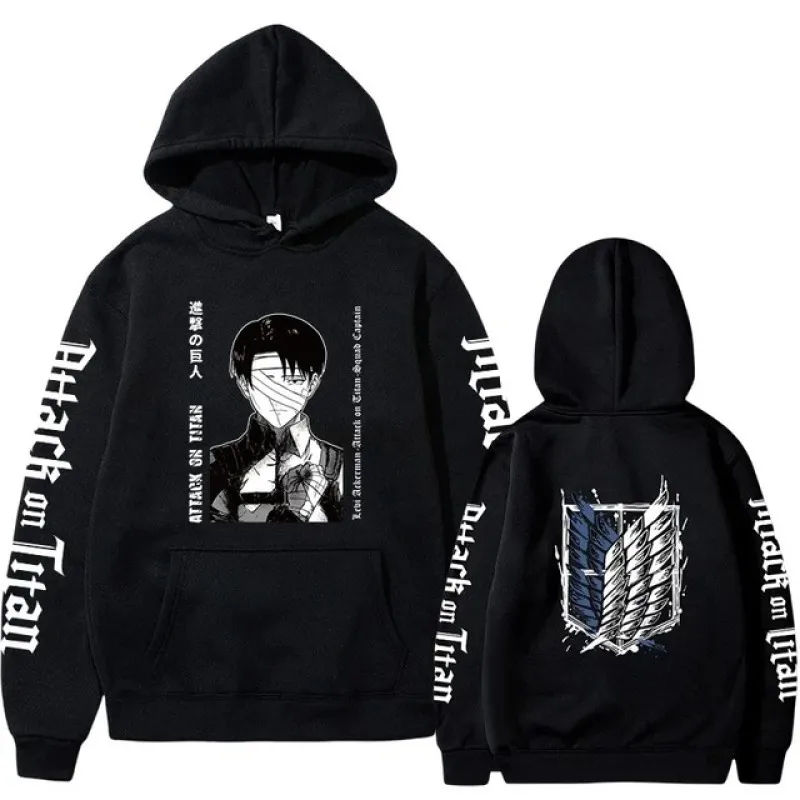 

2023 Hot Sale Attack on Titan Anime Hoodie Sweatshirts New Anime Levi Ackerman Graphic Pullovers Casual Hip Hop Streetwear Tops