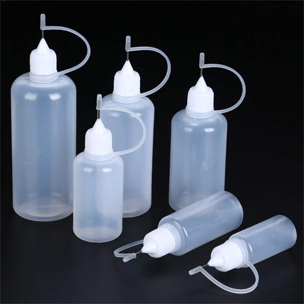 100pcs 5/10/20/30/50Ml Needle Glue Bottle Precision Tip Applicator Bottles with Sealing Cap Squeeze Dispensing Bottle