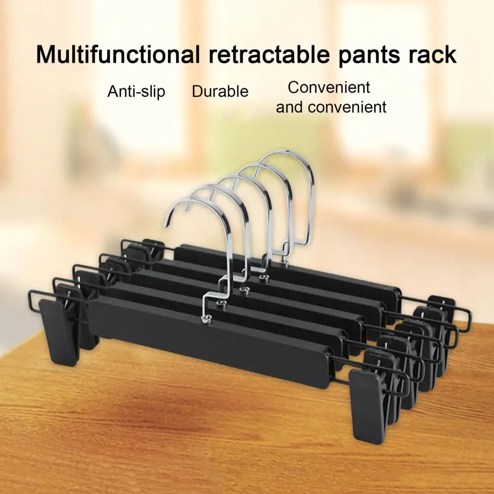 

Sturdy Clothes Rack Space-saving Wardrobe Hanger Organizer Strong Windproof Pants Rack Telescopic Trouser Storage Clip for Home