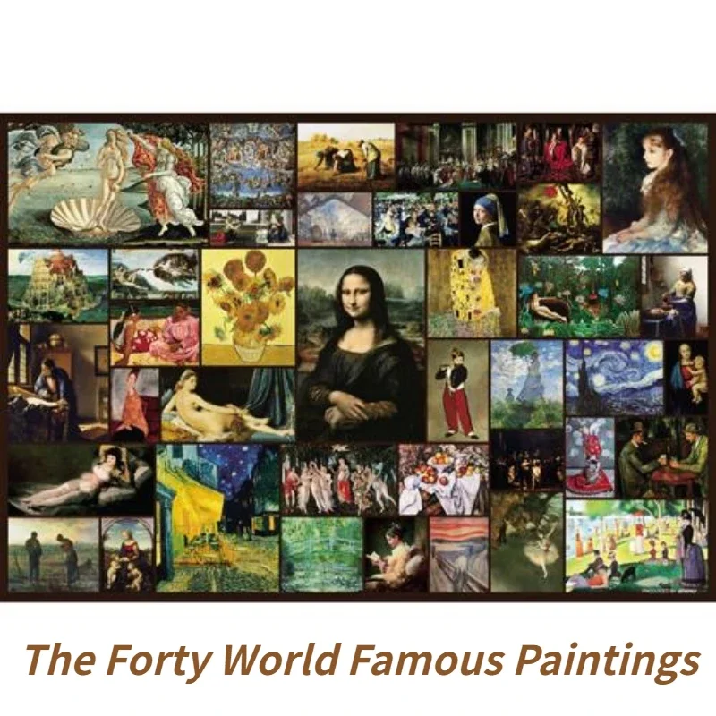 80*60cm 1500pcs Paper Jigsaw Puzzle The Forty World Famous Paintings Figure Statue Painting Stress Reducing Toys Christmas Gift 3