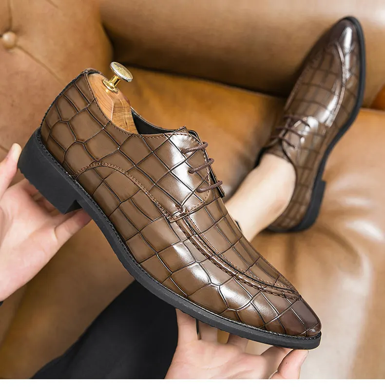 Men Derby Shoes Split Leather 38-46 Big Size Fashion Black Lace-up Oxford Flats Classic Business Formal Casual Loafers