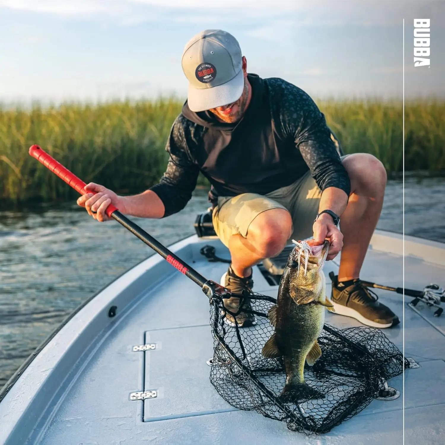 BUBBA Landing Nets with Corrosion Resistant Construction, Non-Slip Grip Handle and Carbon Fiber Shafts for Fishing, Angling, Boa