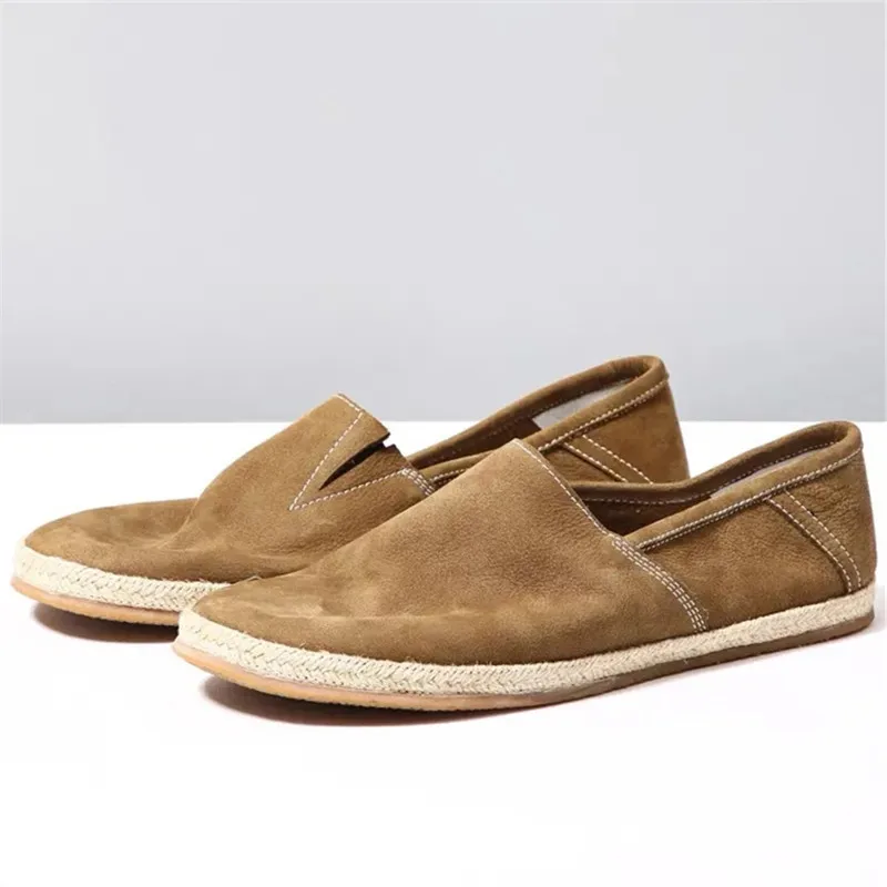 

Chinese style Vintage Real Leather Shoes Breathable Men Casual Comfortable Male Loafers Spring Summer
