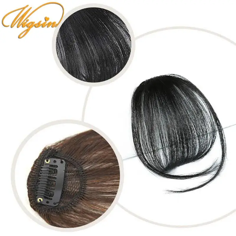 Hair extensions hair bangs WIGSIN Synthetic 1pcs Bangs Hair Clip In Bangs For Girls Clip In Air Extensions For Daily Use Hair Accessories