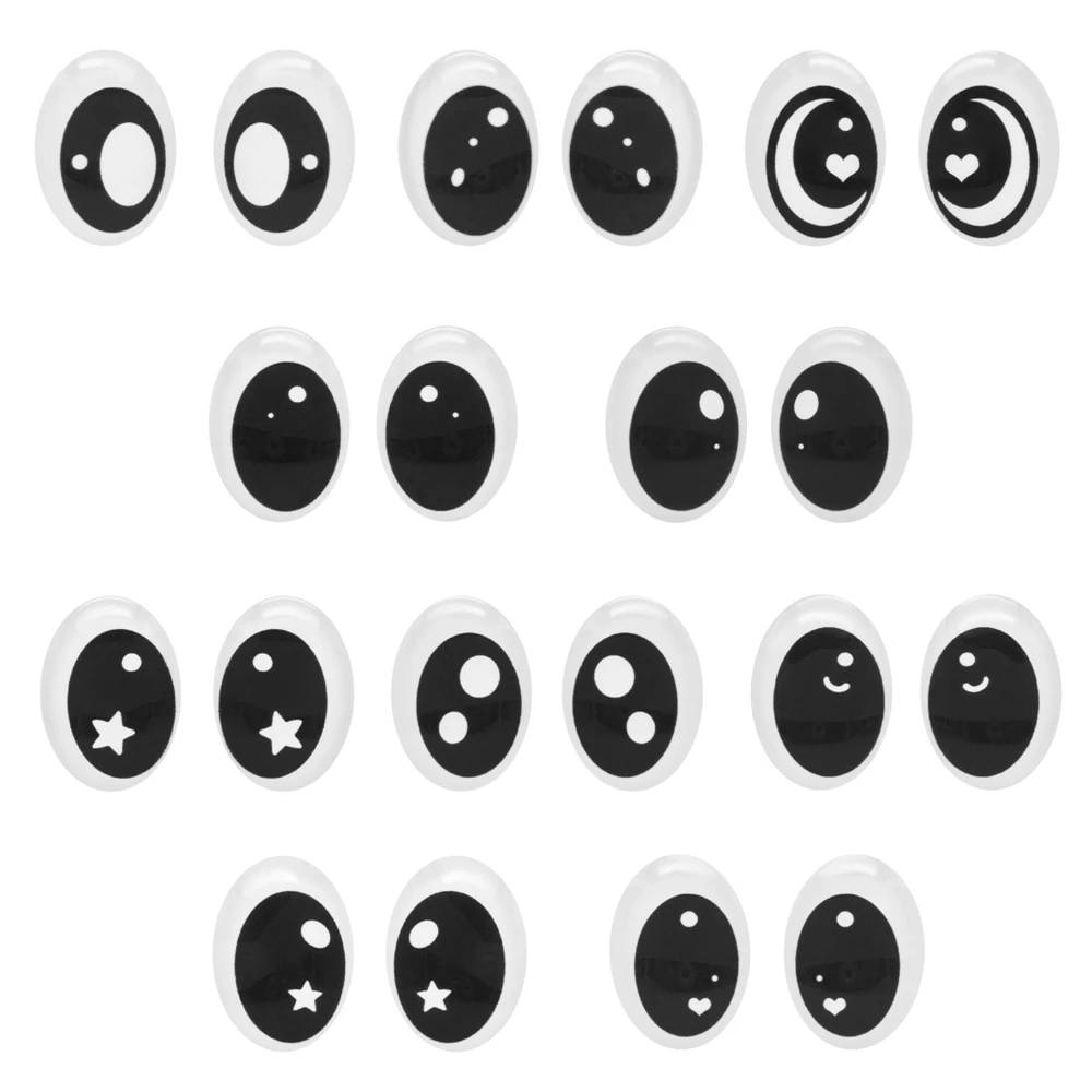 2/6/10쌍 귀여운 곰 눈 플랫 백 유리 눈 카보숑 타원형 동물 장난감 눈 봉제 ..