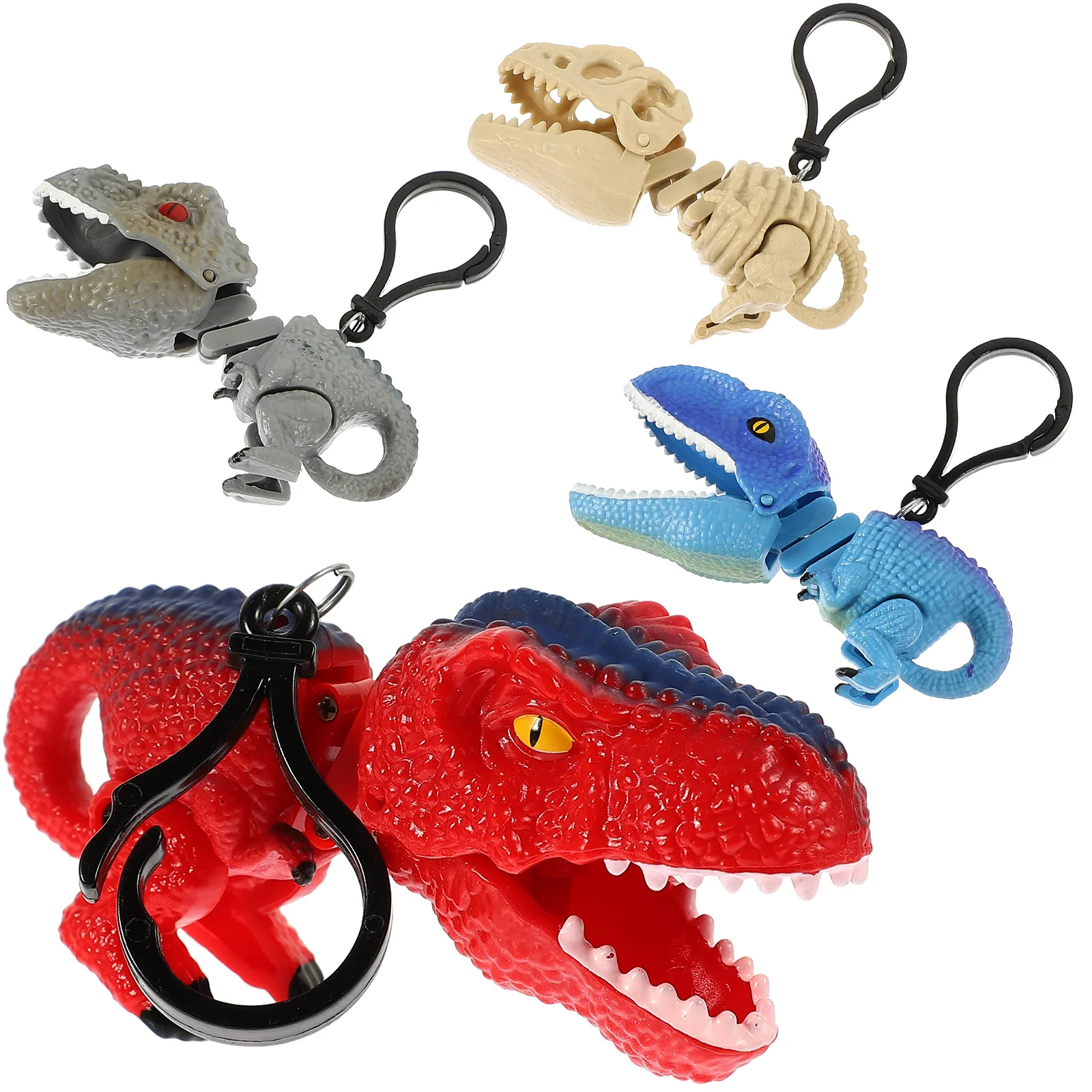 

4 Pcs Key Chain Fob Hanging Keychains Backpack Funny Keyring Telescopic Bag Charm Abs Dinosaur Toy Child