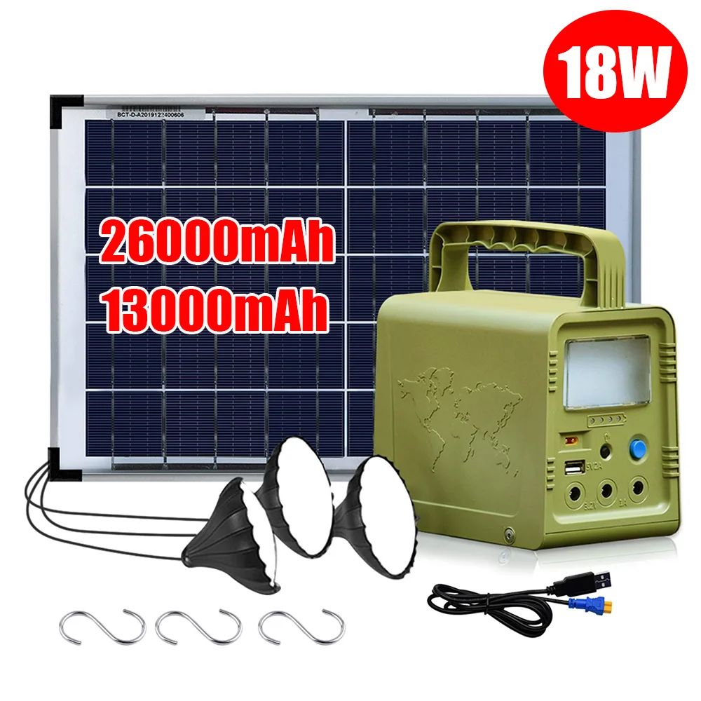 42Wh/84Wh Solar Panel Generator Lights Home Outdoor Camping Solar Energy Power Generator Lighting Kit USB Charge 3Pcs Led Light small solar lights