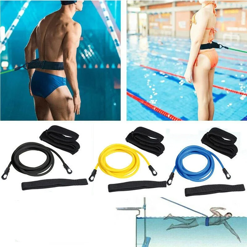 Resistance Bands 4m Adjustable Swim Training Elastic Belt Pool Exerciser