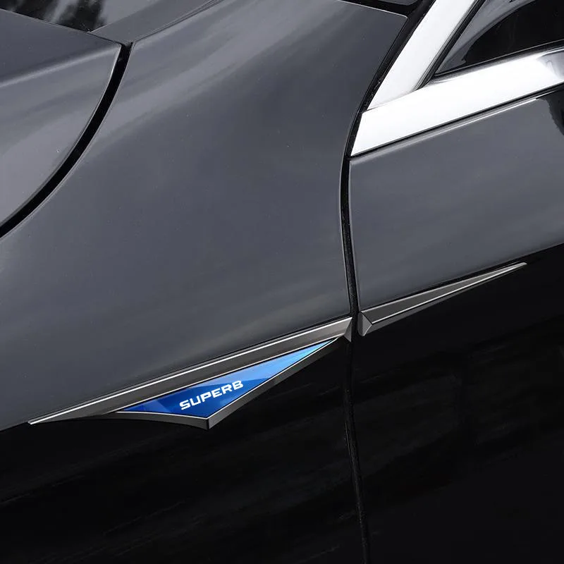

2pcs Auto Door Fender Side Blade Badge Car Body Anti Scratch Metal Sticker for SKODA SUPERB Accessories Metal Stickers