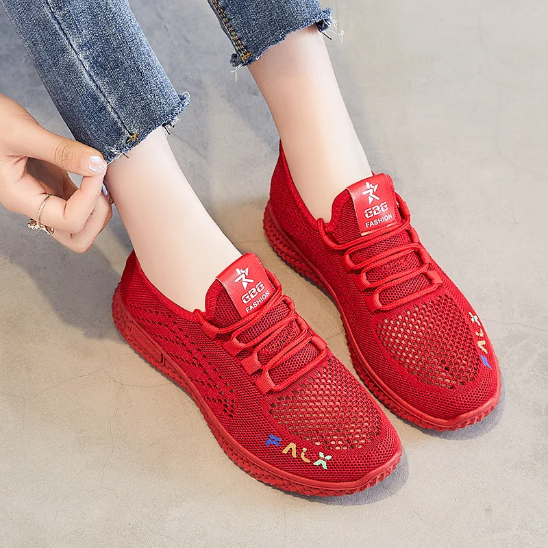 

Lightweight Breathable Knitted Mesh Sneakers Women Casual Flat Running Shoes Summer Tennis Trainers Outdoor Sports Walking Shoe