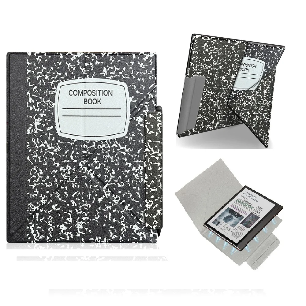 Magnetic Case with Auto Sleep/Wake and 2-Way Origami Stand Featuring Pen Buckle Design