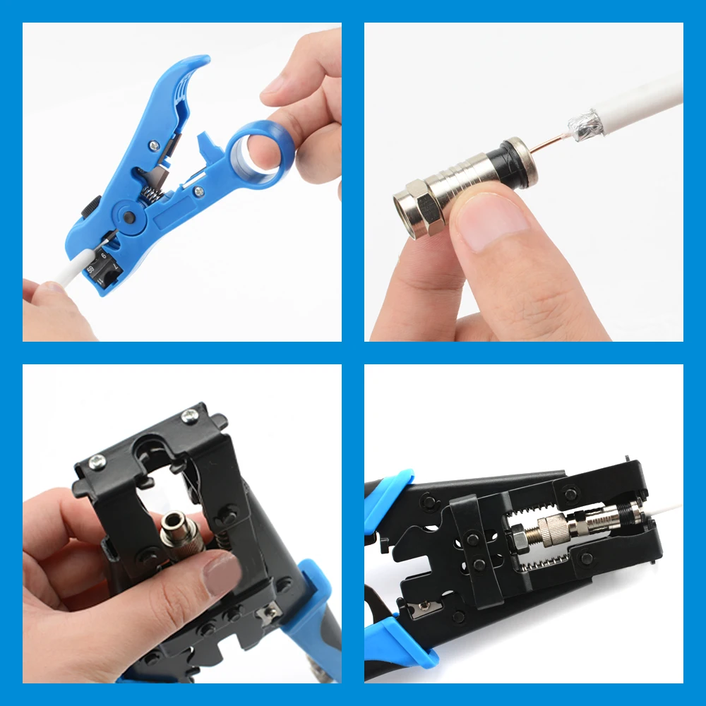 Description Picture 6 of itemCCTV Camera Installation Tool Set Compression Pliers for F/BNC/RCA Connector RG-58/59/62/6(3C/4C/5C) Type Cable Stripper Kit