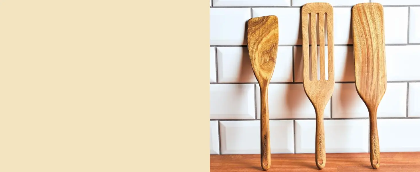 rachael ray wooden tools, acacia spoon set, spurtle, wood spoon set, 3 piece wood set, cooking tools