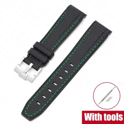 Enhanced Silicone Rubber Watch Band with Curved End - 20mm Diving Wrist Bracelet - 20mm (Black green)