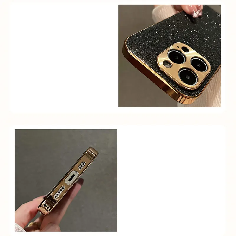 Luxurious Gold Plated Glitter Camera Protection Case with Shockproof Bumper