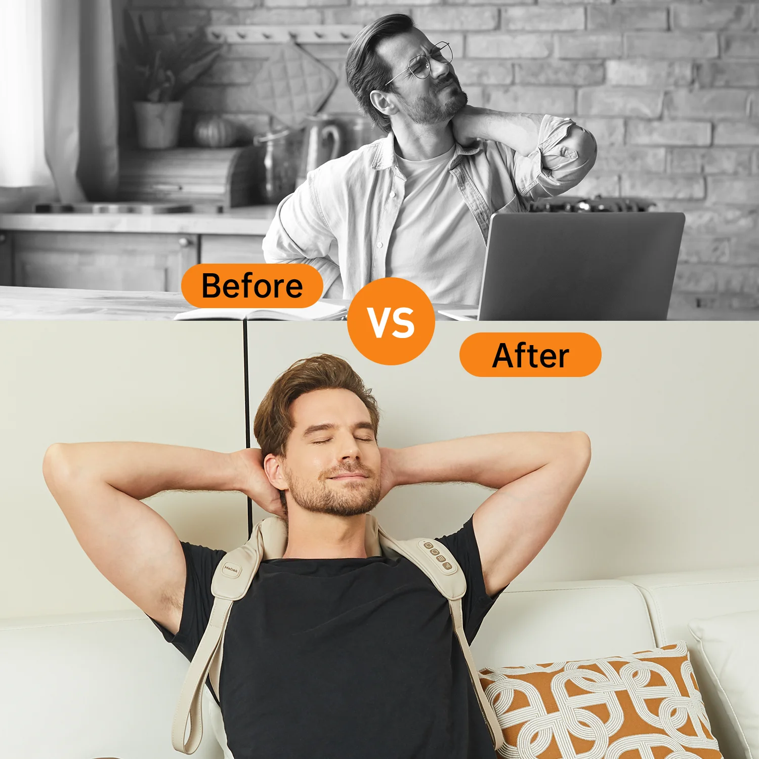 Mebak N1 massaažiseade kaelale ja emakakaela õlale koos soojenduspadjaga selja jalgadele ja vöökoha lihastele, sõtkumismassaaži sall_voghion.com