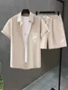 New Men's Short-Sleeved Shirt And Shorts Two-Piece Set Beach Hawaiian Style Summer Single-Breasted Shirt T-Shirt Sportswear Suit 4