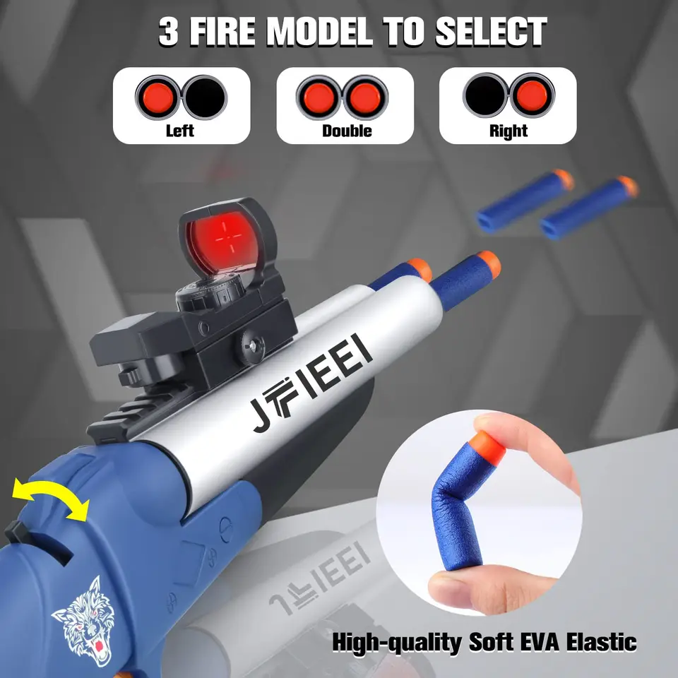 Jouet Fléchettes 8 Ans Fusil à Double Canon En Mousse - 80 Balles Souples 12 Cartouches Éjectables - Jouet Pour Enfants 8 Ans Pistolet à Billes Souples